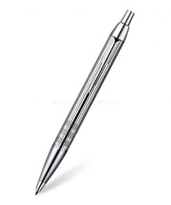 PARKER IM Premium Ballpoint Pen Shiny Chrome Metal Chiselled CT - ปากกาลูกลื่นป๊ากเกอร์ ไอเอ็มพรีเมี่ยม ไชนี่ โครม เมทัล ชิเซิล ซีที สีเงินคลิปเงิน