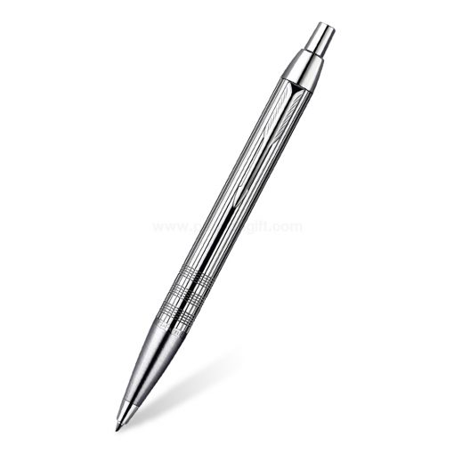 PARKER IM Premium Ballpoint Pen Shiny Chrome Metal Chiselled CT - ปากกาลูกลื่นป๊ากเกอร์ ไอเอ็มพรีเมี่ยม ไชนี่ โครม เมทัล ชิเซิล ซีที สีเงินคลิปเงิน