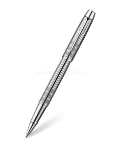 PARKER IM Premium Rollerball Pen Shiny Chrome Metal Chiselled CT - ปากกาโรลเลอร์บอลป๊ากเกอร์ ไอเอ็มพรีเมี่ยม ไชนี่ โครม เมทัล ชิเซิล ซีที สีเงินคลิปเงิน