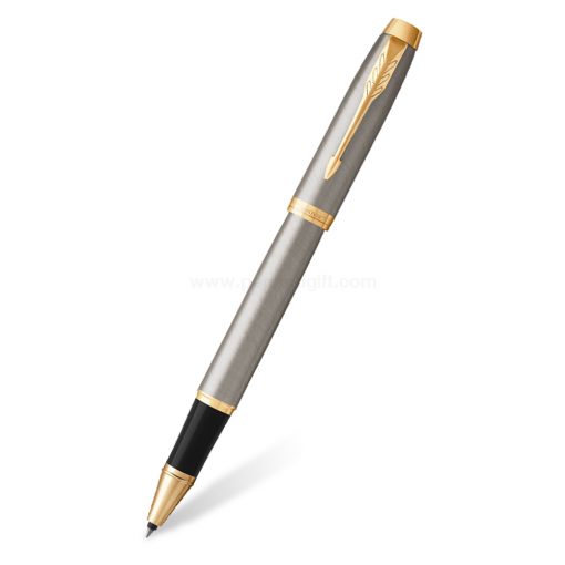 PARKER IM Rollerball Pen Brushed Metal GT - ปากกาโรลเลอร์บอลป๊ากเกอร์ ไอเอ็ม บรัช เมทัล ซีที สีเงินคลิปทอง