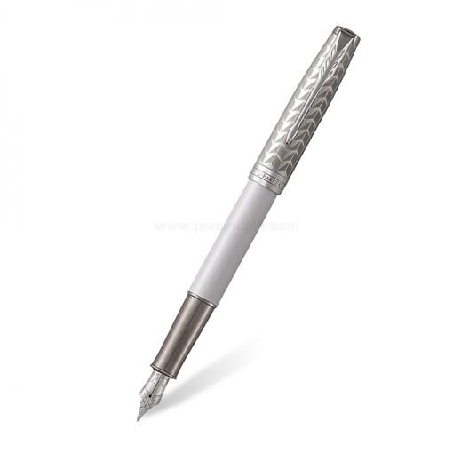 PARKER Sonnet Fountain Pen Metal & Pearl Lacquer CT - ปากกาหมึกซึมป๊ากเกอร์ ซอนเน็ต เมทัล แอนด์ เพิร์ล แล็ค ซีที สีขาวคลิปเงิน