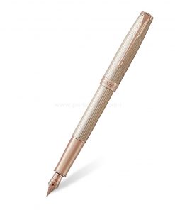PARKER Sonnet Fountain Pen Prestige Chiselled Silver PGT - ปากกาหมึกซึมป๊ากเกอร์ ซอนเน็ต เพราทีจ ชิเซิล ซิลเวอร์ พีจีที สีเงินคลิปพิงค์โกลด์