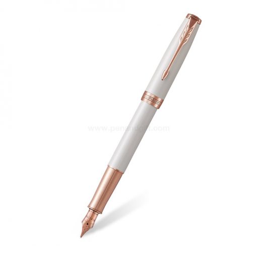 PARKER Sonnet Fountain Pen Prestige Pearl Lacquer PGT - ปากกาหมึกซึมป๊ากเกอร์ ซอนเน็ต เพรสทีจ เพิร์ล แล็ค พีจีที สีขาวคลิปพิงค์โกลด์