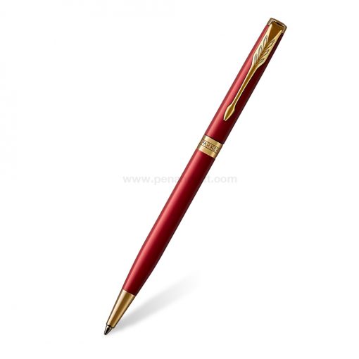 PARKER Sonnet Slim Ballpoint Pen Intense Red Lacquer GT - ปากกาลูกลื่นป๊ากเกอร์ ซอนเน็ต แบบสลิม อินเทนส์ เรด แล็ค จีที สีแดงคลิปทอง